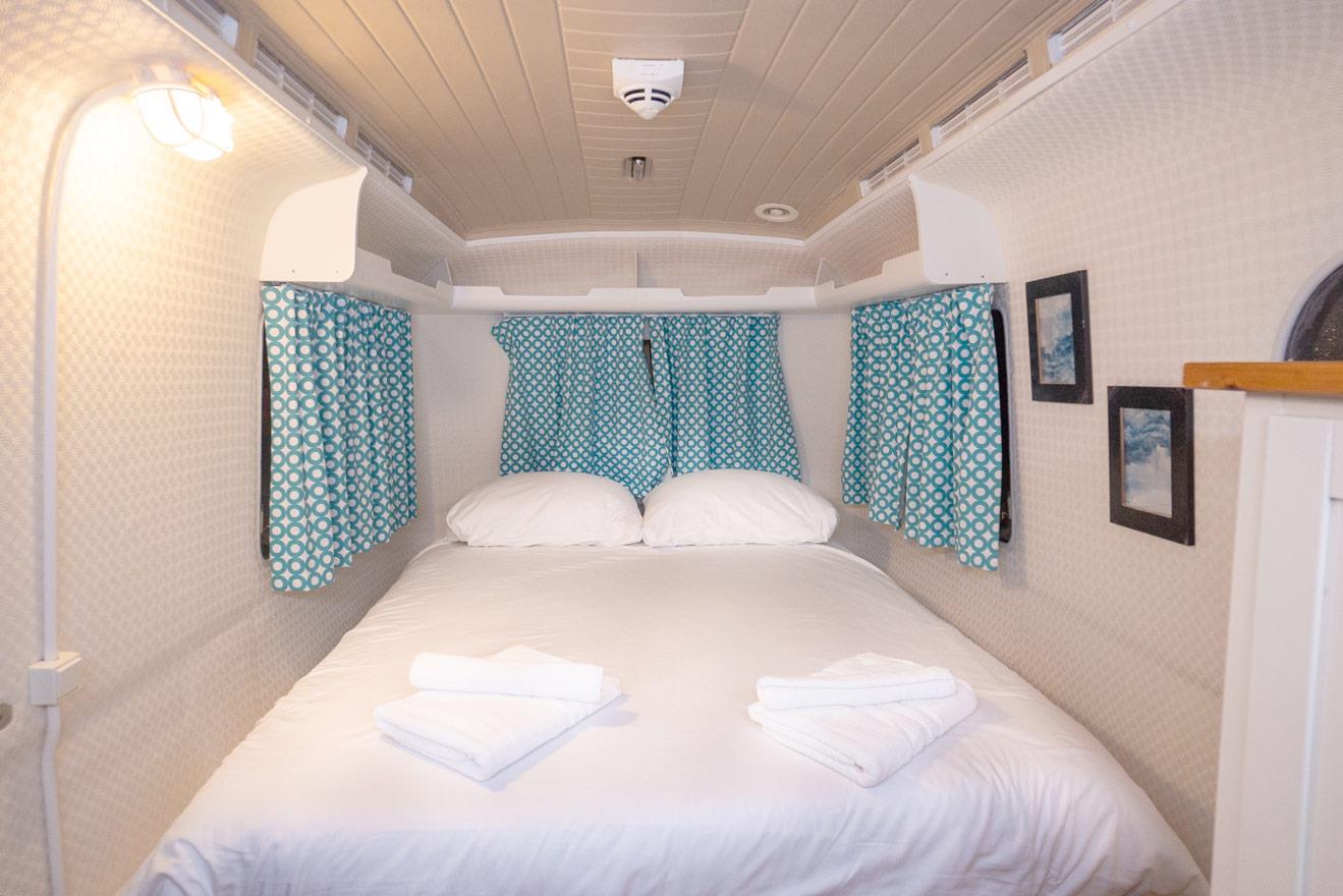 Bed in Caravan Outside Inn Hotel Amsterdam indoor camping
